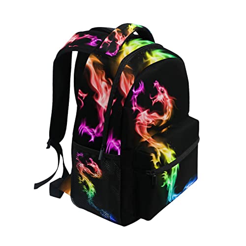 Fire Rainbow Dragon School Backpack Black Bookbag For Boys Girls Elementary School Casual Travel Bag Computer Laptop Daypack One Size #TOP3