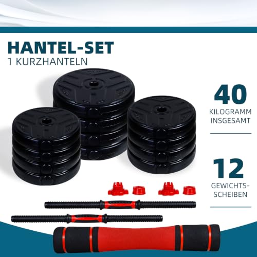 CCLIFE Hanteln Set 40 kg 2er Kurzhanteln Langhantel verstellbar Stahlrohr – Ansicht 4