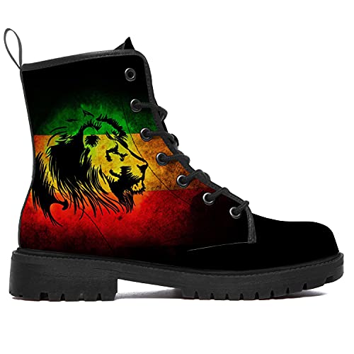 Rasta Combat Boots Mens Womens Lace Up Winter Leather Boots Ankle Bootie Shoes Gifts for Her,Him3