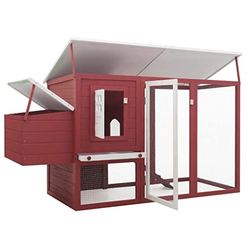 Hühnerkäfig für den Außenbereich, Hühnerhaus mit 1 Eierkäfig, Rot – Bild 3