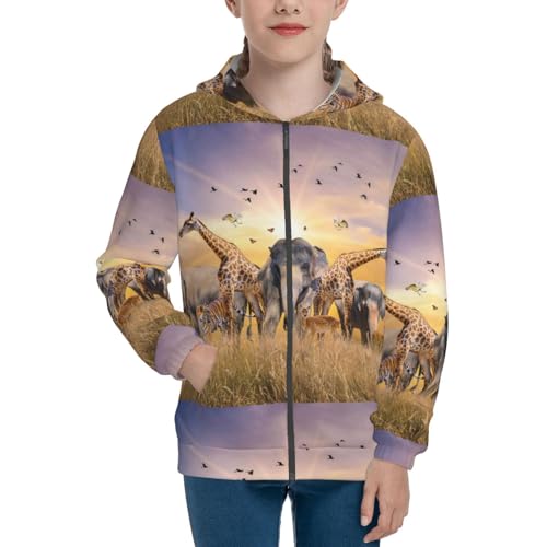 Wildlife Protection Kid Hoodies Boys Zip Up Sweatshirts Girls Pullover with Pocket3