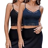 Avidlove 2 Pieces Lace Cami Stretch Half Cami Breathable Lace Bralette Top for Women Girls