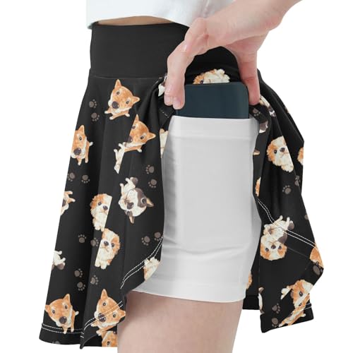 Girls Skorts High Waist Athletic Skirts with Shorts Funny Dog Stretchy Teens Performance Tennis2