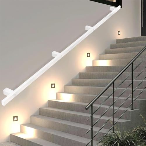 Rambarde d'escalier blanche en métal forgé modulable de 1 à 6 mètres