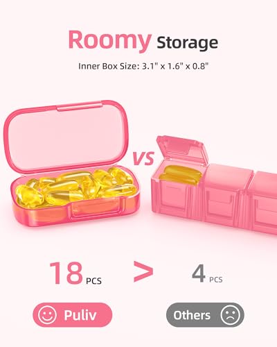 Image of PULIV Weekly Pill Organizer with Large Capacity, Dual Protection (Pink) | Pill Box 7 Day, Arthritis Friendly Pill Case Easy to Open, Medicine Organizer for Vitamins, Medication, Fish Oils, Supplement
