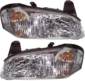 Evan-Fischer Headlight Set Compatible with 2000-2001 Nissan Maxima Left Driver and Right Passenger Side Halogen With bulb(s)