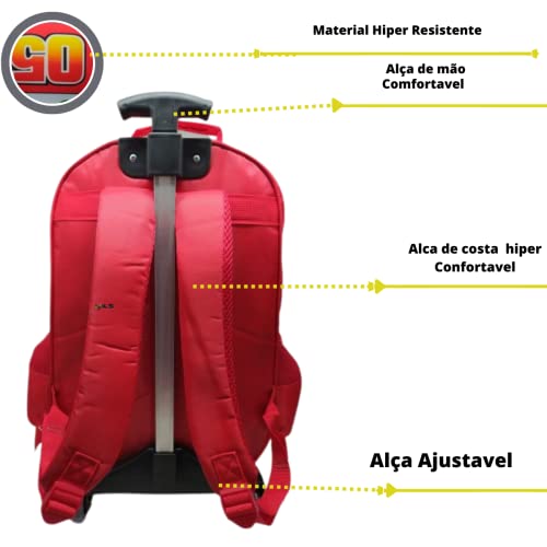 Mochila Infantil Com Rodinha Carros Reforçada 3d Menino Impermeavel