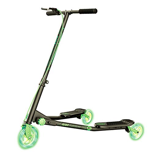 Yvolution Neon Fliker DLX Scooter Self Propelling LED Wiggle Scooter Foldable Drifting Scooter with Light Up Wheels for Kids Age 7+
