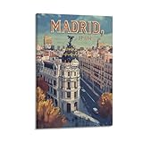 DGHFOP Madrid Vintage Tours Poster Wall Art Canvas Poster Cuadro decorativo para sala de estar, dormitorio, 20 x 30 cm, estilo marco