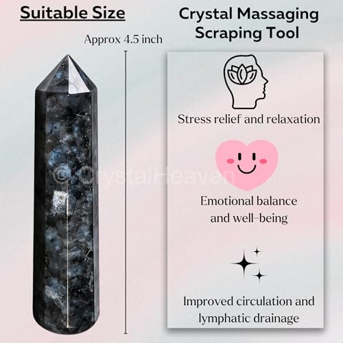 Image of Larvikite Crystal Wand - Pointed Crystal Wand for Energy Healing, Chakra Balancing, Meditation and Home Decor - Crystals and Healing Stones for Gift