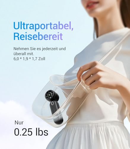 Diveblues iTurbo Handventilator, 9m/s Hohe Geschwindigkeit, 5-stufiger, LED-Display, wiederaufladbarer Akku, 3-in-1 Hand, Hals& Tischventilator, Mini Ventilator für Reisen, Strand, Arbeit & Outdoor