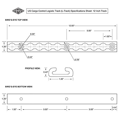 US Cargo Control Aluminum L Track, 12 Inch Length Airline Track, Perfect For Securing Motorcycles, ATVs, Utility Tractors and More, Use On Pickup Trucks, Vans, Or Enclosed Trailers - Thumbnail 6