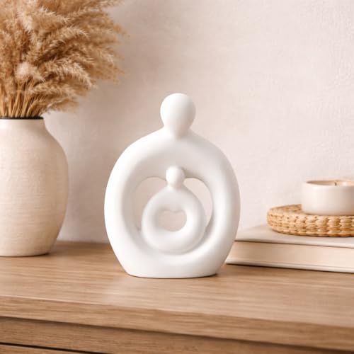 Image of CraftVatika Mother & Baby Statue Showpiece, Resin Mother Child Figurine for Home Decor, Motherhood Sculpture, Housewarming Gift, Anniversary & Shower Gift for Mom-to-Be