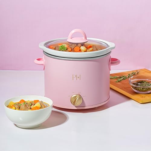 Image of Paris Hilton 3.5-Quart Manual Slow Cooker, Naturally Nonstick Stoneware Ceramic Insert, Three Settings (Low, High, Warm), Dishwasher Safe Family Size Slow Cooker, Pink