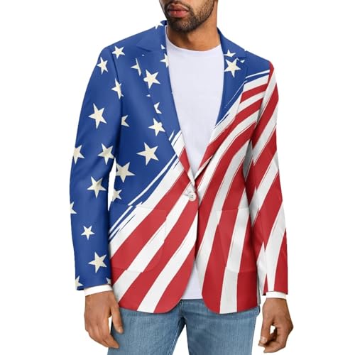 Dremagia Mens American Lined Blazer, 4th of July Independence Day,