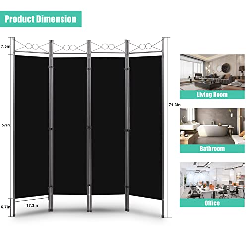 Room Divider-4 Panel Tall Room Dividers And Folding Privacy Screens, 6 Ft Divider Room Fabric Panel W/Matel Frame, Freestanding Wall Divider Screen, Portable Partition Room Dividers For Study Dorm #TOP5