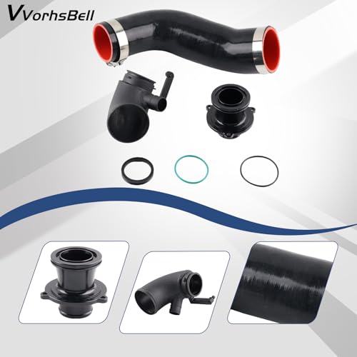 VVORHSBELL Turbo-Einlassrohr-Set, kompatibel mit VW Golf MK7/7.5 GTI R, Audi A3 S3 8V TT EA888 IS20 IS38 – High Flow Aluminium Ellenbogen & Silikonschlauch & Schalldämpfer löschen