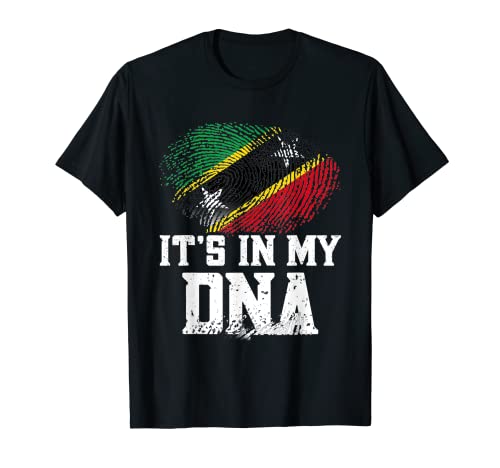 Vintage Saint Kitts And Nevis Flag Patriot DNA Fingerprint Camiseta