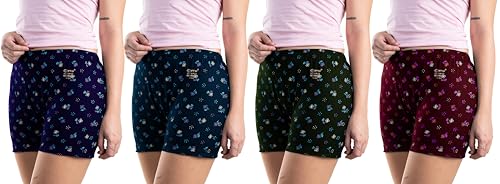 Image of CRITO Bloomer Cotton Underwear Boxer Shorts Boyleg Nicker Trunks Daily use Panties for Womens and Ladies (Combo Pack of 4) (Available in Plain /Print)
