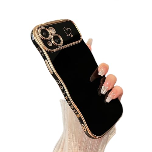 Coque bouclé ondulé iPhone 15 Plus avec bords plaqués de luxe antichoc