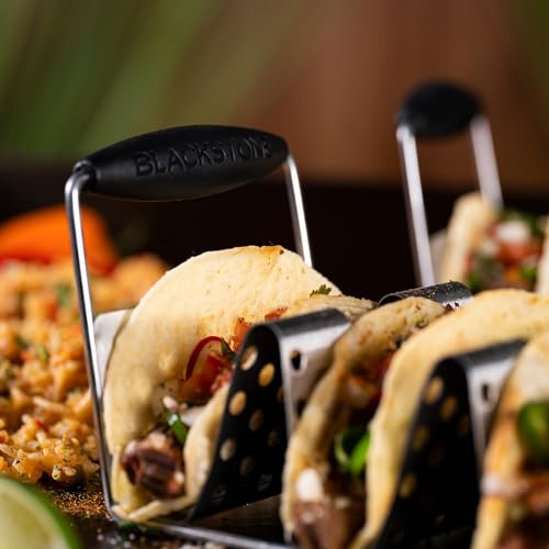 BLACKSTONE 5551 Deluxe Taco Holder Stand, Black/Silver, Pack of 2 - image 4