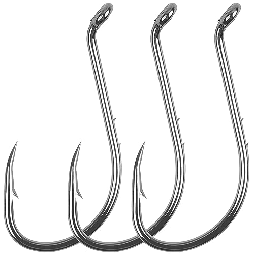 Octopus Fishing Hooks - 120pcs Barbed Baitholder High Carbon Steel Offset Circle Hooks, Extra Sharp Jig Fish Hook for Freshwater Saltwater, Size 8-6/0