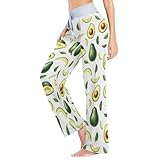 JULYTO Womens Pajama Pants Avocado Pattern with Green Leaves Wide Leg Casual Lounge Pants Stretch Casual Wide Leg Yoga Drawstring Pj Bottoms Medium