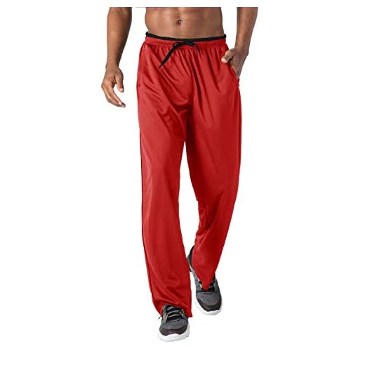 KEFITEVD Träningsoverall för män lättvikt gym joggingbyxor tunna nät sport löparbyxor med blixtlåsfickor, 2-röd svart, L