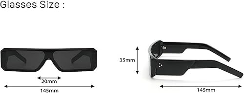 Miniatura 5 de willochra Gafas de sol pequeñas para mujeres y hombres, futuristas, alienígenas, Geth, color negro, rectangular, marco brillante, 90s, geniales