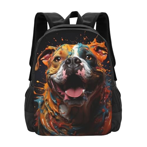 Everyday Unisex 17 Inch Backpack Dog Paint Splatter Colors Reliable Choice for Routine Commutes Errands & Casual Use