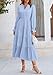 PRETTYGARDEN Long Sleeve Dress for Women 2025 Fall V Neck Tiered Aline Spring Elegant Modest Flowy Wedding Guest Maxi Dresses (Light Blue,Large)