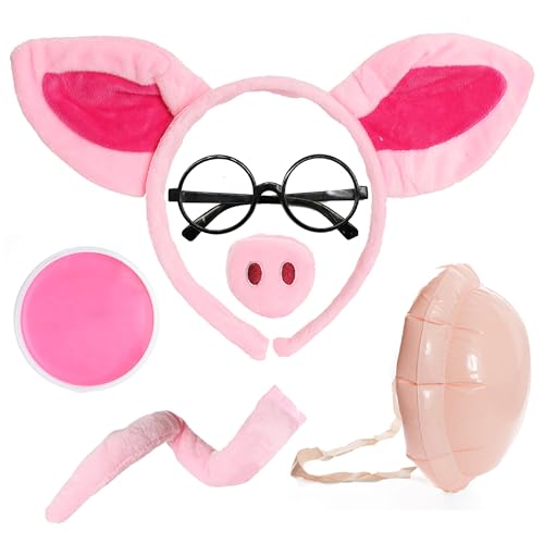 Pig Fancy Dress Costume Set â€“ Ears Headband, Snout, T