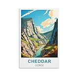 XWYMXZ Cheddar Gorge Somerset Vintage-Reiseposter, 30 x 45 cm, moderne Leinwand-Wandkunst, Poster für Wohnzimmer, Dekoration, Gemälde für Heimdekoration