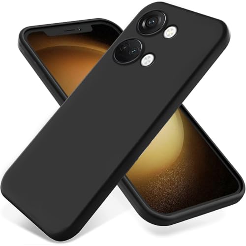 Funda compatible con OnePlus Ace 2V, antiarañazos, delgada, silicona líquida, goma TPU suave, protección completa de la cámara, color puro, simple, con correa de muñeca (Siyah)