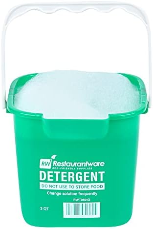 Restaurantware Clean 3 Quart Cleaning Bucket, 1 Detergent Square Bucket – With Measurements, Built-In Spout & Handle, Green Plastic Utility Bucket, For Home Or Commercial Use