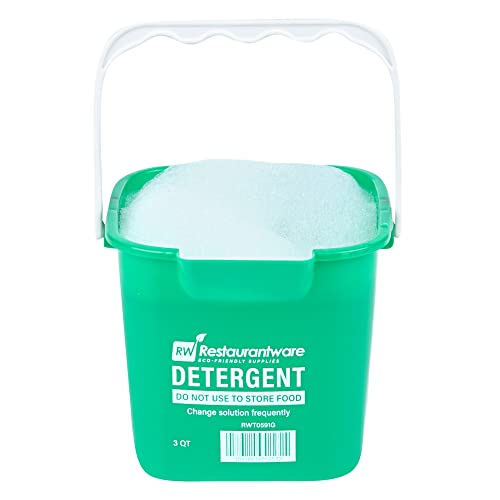 Restaurantware Clean 3 Quart Cleaning Buckets, 10 Detergent Square Buckets - With Measurements, Built-In Spout & Handle, Green Plastic Utility Buckets, For Home Or Commercial Use #TOP29