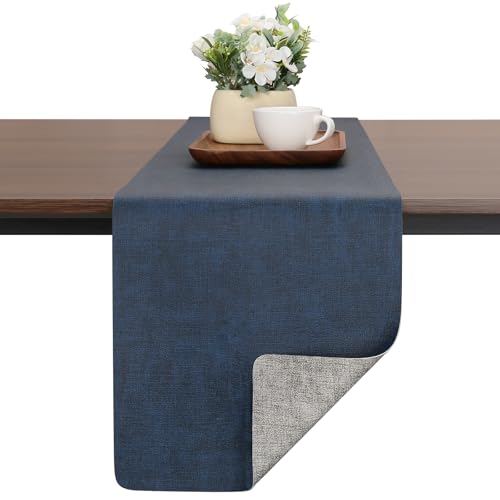 Chitomars Table Runners 55 Inch Long, Dual-Sided Faux Leather Table Runner