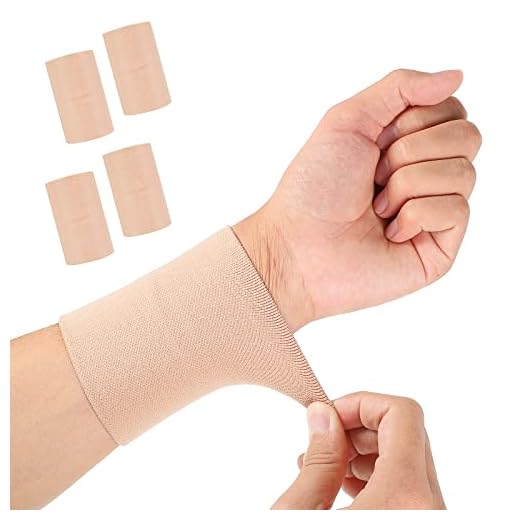 SATINIOR 2 Pairs Compression Wrist Sleeve Compression Wrist Brace Wrist Supports Wrist Wraps Elastic Wristbands for Men and Women Tennis, Tendonitis, Carpal Tunnel (Beige, Medium)