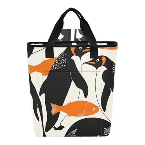 Bokkoy Fishpenguins and Penguins Insulated Cooler Bag with Ice Pack?Large Capacity Waterproof Thermal Lunch Bag?Reusable Cooler Bags for Picnic, Travel