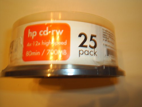 HEWLETT-PACKARD CDRW80-25S High Speed CD-RW80 Rewriteable Media - ( 25 Pack ) (Discontinued by Manufacturer)