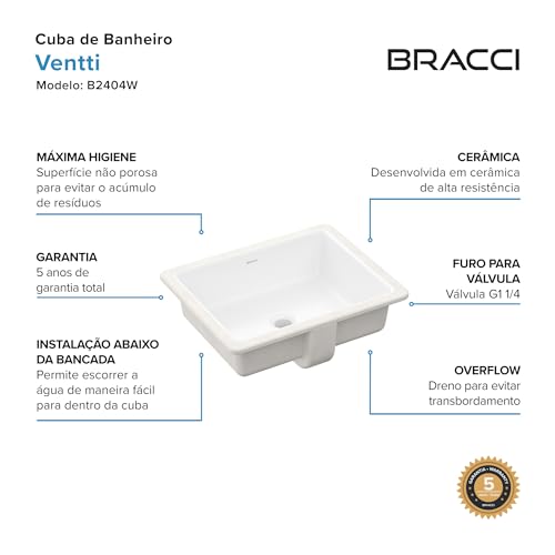 BRACCI Cuba de Banheiro Ventti de Embutir 50cm