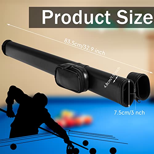 Zhanmai 3 Pieces Billiard Cue Stick Cases Hard Pool Stick Case 1 Stick 2 Holes Pu Billiard Pool Cue Stick Carrying Case Bag Storage Pouch Holder For Men Accessories, 32 X 2.8 X 1.9 Inches (Black) #TOP1