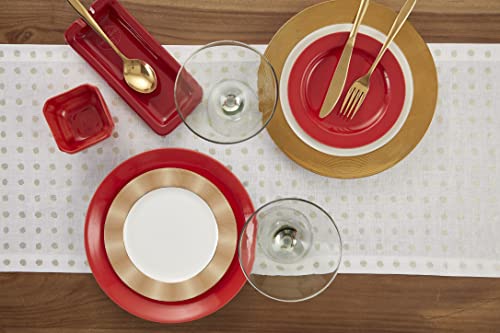 Solino Home Linen Printed Table Runner 14 X 72 Inch – 100% Pure Linen Metallic Gold Dots Table Runner – Machine Washable And Handcrafted From European Flax #TOP1