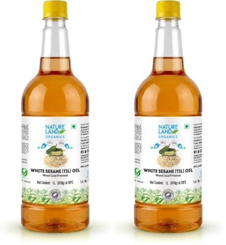 Image of Natureland Organics White Sesame /Til Oil 1ltr - Cold Pressed (Pack of 2)