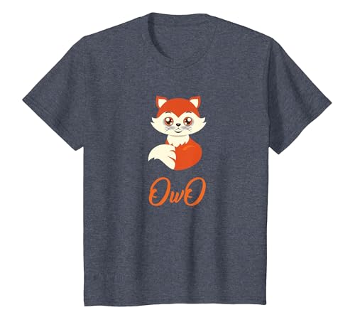 OwO - Cute Baby Fox - Funny Furry Fandom Cute OwO Fursuit T-Shirt, Youth, Heather Blue, X-Small
