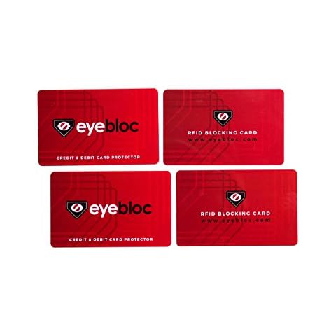 Eyebloc RFID Blocking Cards - NFC Contactless Credit & Debit Card Protectors for Identity Theft Prevention, 4 Pack Cover