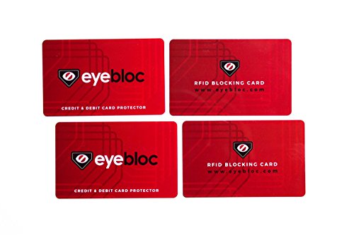Eyebloc RFID Blocking Cards - NFC Contactless Credit & Debit Card Protectors for Identity Theft Prevention, 4 Pack