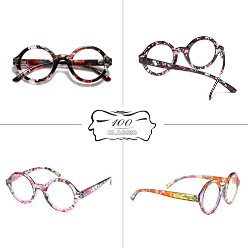 100 Classic Set Of 4 Ladies Stylish Anti Blue Light Reading Glasses Round Frame Spring Hinges Reduce Eyestrain For Women Bl2948 (1.25) #TOP4