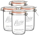 Jeitae 24oz Wide Mouth Mason Jars – 4 Pack Glass Jars with Airtight Lids for Canning, Pickling, Meal Prep, Jam, Jelly, Overnight Oats & DIY Projects