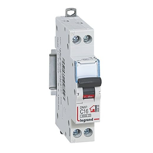 Legrand 092823 Disjoncteur Phase + Neutre avec Bornes à Vis, 16A, 1 Module, Gris